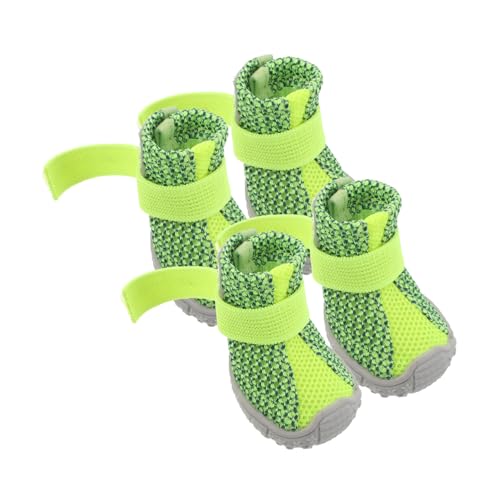 Hohopeti 4 Stück Haustier Jahreszeiten Sportschuhe Hunde Walkingschuhe Hundeschuhe für kleine Hunde Schutzstiefel für Hundepfoten Welpenstiefel Hund atmungsaktiv Polyester Grün von Hohopeti