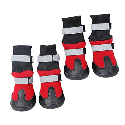 Hohopeti 4 Stück Schneestiefel Für Haustiere Hundeschuhe Wanderschuhe Für Hunde Bootsschuhe Für Hunde Schneeschuhe Für Kleine Hunde Winterhund Haustierstiefel Outdoor-Hund Vlies Der Hund von Hohopeti