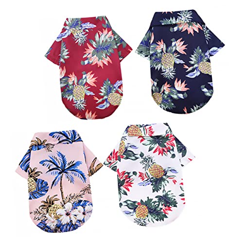 Hohopeti 4 Stück Haustierhemd Hawaiisches Hundeshirt Welpen-t-Shirt Für Kleine Hunde Haustierhundestreifen-t - Shirt Coole Sommercamp-haustierkleidung Die Katze Großer Hund Polyester von Hohopeti