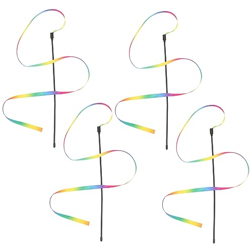 Hohopeti 4stücke Bunter Katzenangel-Spielzeug Mit Regenbogenbändern Interaktive Katzenspielzeuge Für Gemeinsames Spielen Teiliges Kratzfest Und Strapazierfähig Für Katzen Aktivität von Hohopeti