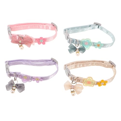 Hohopeti 4 Stück Teiliges Katzenhalsband Bestickter Spitze und Verstellbarem Bruchverschluss Farbenfrohe Schleifen- in Rosa und Gelb für Tägliche und Festliche Anlässe Hohopeti 4 Stück Teiliges Katzenhalsband Bestickter Spitze und Verstellbarem Bruchverschluss Farbenfrohe Schleifen- in Rosa und Gelb für Tägliche und Festliche Anlässe von Hohopeti