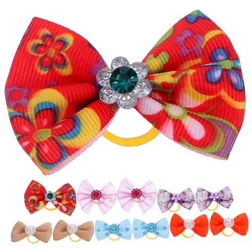 Hohopeti 40 Stück Teiliges Elastische Haarschleifen für Haustiere Bunte Topknot Haarbänder Verstellbar und Geeignet für Kleine Hunde und Katzen Süßes Hundezubehör für Ponytails und Zöpfe von Hohopeti