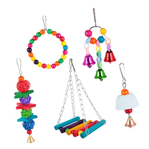 Hohopeti 5 Stück Papageien-Spielzeug Schaukel Vogel-Papageien-Schaukel Spielzeug für Vögel helle Farbe Kauspielzeug Glocke für Papageienkäfig zufällige Farbe Hohopeti 5 Stück Papageien-Spielzeug Schaukel Vogel-Papageien-Schaukel Spielzeug für Vögel helle Farbe Kauspielzeug Glocke für Papageienkäfig zufällige Farbe von Hohopeti