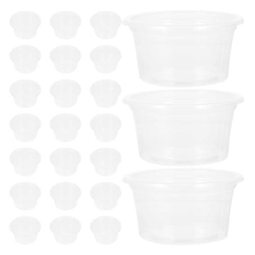 Hohopeti 50 Stück Reptilien Wassernapf Transparent Kunststoff Futter Trinkschale mit Stabilem Stand für Gecko Reptil Schlange Frosch und Kleine Tiere Auslaufsicher und Leicht zu Reinigen von Hohopeti