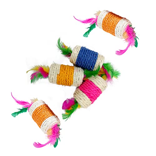 Hohopeti 5pcs Katze Teaser Spielzeug Kätzchen Teaser Katze Necken Spielzeug Katze Krallen Schleifen Spielzeug Bunte Roller Spielzeug von Hohopeti