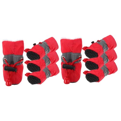 Hohopeti 8 STK rutschfeste Schuhe Für Haustiere Haustierschuhe Für Den Außenbereich Hundeschuhe Für Regen Hundestiefel Mit Kordelzug rutschfeste Hundeschuhe Welpenstiefel Rot Stoff Hohopeti 8 STK rutschfeste Schuhe Für Haustiere Haustierschuhe Für Den Außenbereich Hundeschuhe Für Regen Hundestiefel Mit Kordelzug rutschfeste Hundeschuhe Welpenstiefel Rot Stoff von Hohopeti