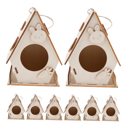 Hohopeti 8 Stück Teiliges Vogelhaus Bastelset aus Holz DIY Unbemalte Hängende Vogelhäuser zum Bemalen Glatte Oberfläche für Kreative Malprojekte Fördert Motorische Fähigkeiten und von Hohopeti