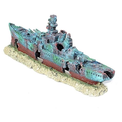 Hohopeti Aquarium Schiffswrack Dekoration Resin Ornament Fischversteck Fischfreundliches Unterwasser Versteck für Süßwasser und Meereswasser Aquarien mit Realistischem von Hohopeti