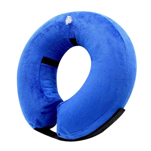 Hohopeti Aufblasbarer Schutzkragen für Hunde und Katzen Weicher PVC Wundheilungs Halskragen Komfortabel Leck und Biss Blau für Postoperative Genesung und Mittelgroße Haustiere von Hohopeti