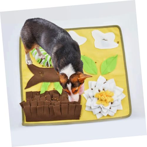 Hohopeti Bissfeste Faltbare Schnüffelmatte für Hunde Tragbares zur Stressreduktion und Futterversteck Gelbe Pet Snuffle Mat zur Mentalen und Körperlichen Beschäftigung von Hohopeti