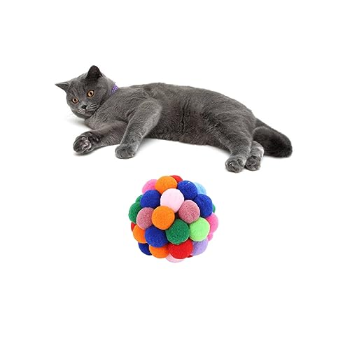 Hohopeti Bunte Glockenbälle für Katzen Großer Robustes Kunststoffspielzeug mit Glocke Interaktives Katzenspielzeug für Spielerisches Training und Spaß Zufällige Farben Zufällige Farbe von Hohopeti