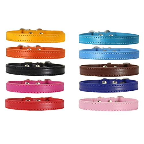 Hohopeti 10stücke Katzen Und Hundehalsband Verstellbar Atmungsaktiv Langlebig Zufälligen Farben Für Kleine Haustiere Hochwertiges Pu-Material Für Täglichen Gebrauch von Hohopeti