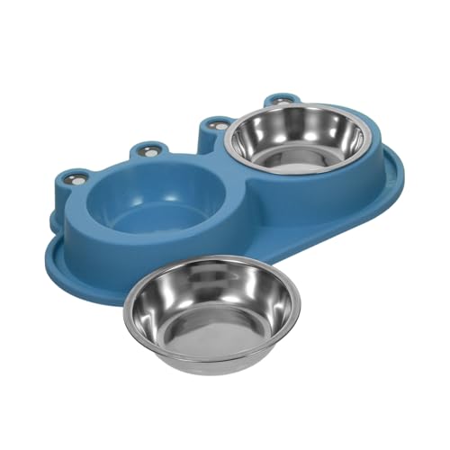 Hohopeti Doppelnapf für Hunde und Katzen mit Antikrabbeldesign Edelstahl Fress Wassernapf mit Rutschfester Kunststoffbasis Auslaufsicherer Futternapf für Kleine bis Mittelgroße Welpen und von Hohopeti