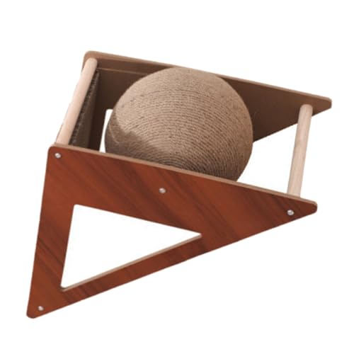 Hohopeti Dreieckiges Katzenkratzbrett aus Wellpappe mit Kratzfestem Ball Leichtes Katzenspielzeug für Haushalt Stilvolles Design Integrierbar in Moderne Einrichtung Praktisches Kratzbrett von Hohopeti