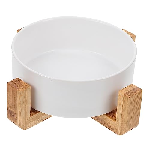 Hohopeti Erhöhter Katzennapf aus Keramik mit Holzständer Näpfe für Kätzchen Katzenfutternapf-Set erhöhter Futternapf für bequemes und Trinken von Hohopeti