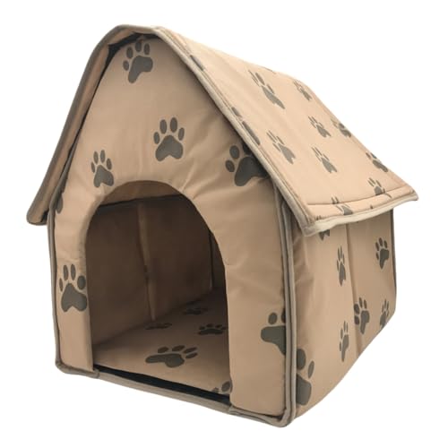 Hohopeti Faltbares Haustierzelt mit Atmungsaktivem und Fußabdruck Design Warmes Robustes Hundezelt für Drinnen Mobiles Hundebett für Kleine Hunde Katzen und Welpen von Hohopeti