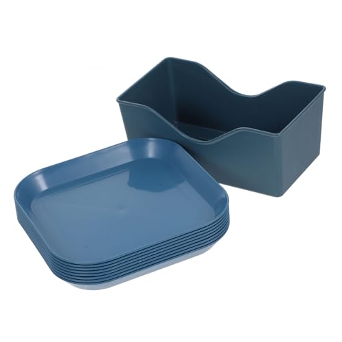 Hohopeti Flacher Katzennapf in Ruhigem Blau Pp-Material rutschfest Ergonomisch für Kleine Katzen und Kurzbeinige Haustiere Vielseitiger Futternapf für Feucht- und Trockenfutter Leicht zu von Hohopeti