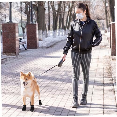 Hohopeti Große Hundeschuhe aus Schwarzem Meshgewebe Verstellbar rutschfeste Outdoor Pfotenschutzstiefel für Große Hunde zum Wandern Bergsteigen und Schutz vor Hitze und Schmutz von Hohopeti