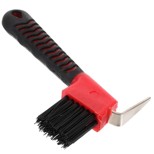 Hohopeti Gummierter Hufkratzer mit Bürste Pferdepflege Ergonomischer Griff Langlebig Rostfrei für Hufreinigung und Tägliche Pferdepflege Zufällige Farbe von Hohopeti
