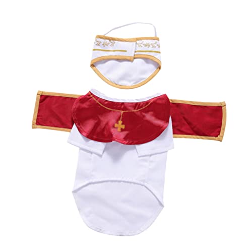 Hohopeti Halloween Tuch Kostü Heilige Cosplay Welpe Hund Medium Für Hund Süß Lustig Mantelgröße Weihnachten Kleid Anzug Liefert Rolle Katze Mit Kleinen Feiertagen Welpen Outfits Papst von Hohopeti