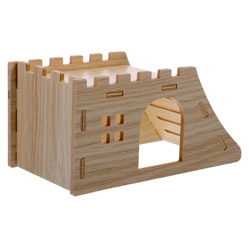 Hohopeti Hamster Holzhaus Versteck mit Leiter Doppelschichtiges Nagerhaus aus Massivem Holz Rückzugsort für Hamster Meerschweinchen Chinchilla Langlebiges Kleintierhaus für Spiel und Ruhe von Hohopeti