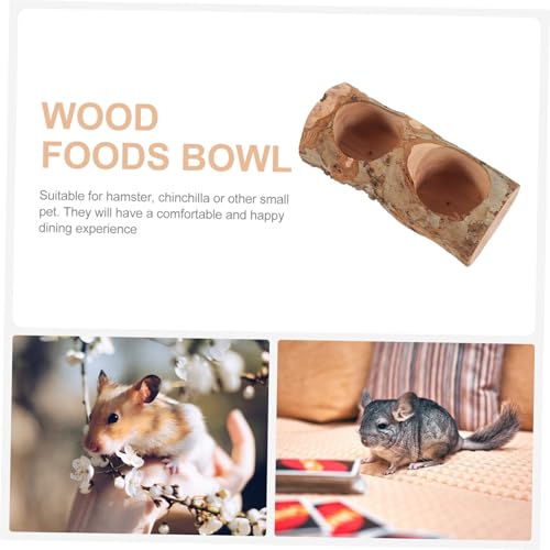 Hohopeti Hamster Napf Holz Futterstation Doppelkammer Waschbar Stabil Für Zwerghamster Meerschweinchen Igel Kleintiere von Hohopeti