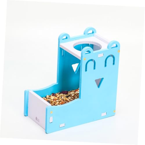 Hohopeti Hamster Trinkbrunnen Futterstation aus Stabiles Napf und Wasserspender Gestell mit Flasche Geeignet für Kleine Haustiere Wie Meerschweinchen Igel und Mäuse Blau von Hohopeti