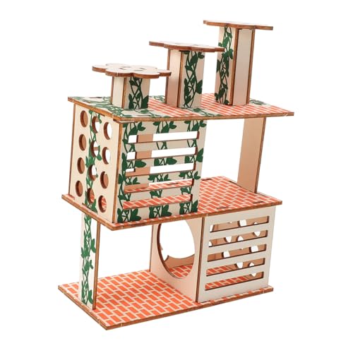 Hohopeti Hamsterhaus aus Holz mit Rampe Kleintier Versteck Spielhaus Meerschweinchen Nagerhaus Mehrkammeriges Holzspielzeug für Hamster Zwerghamster Ratten und Kleine Tiere von Hohopeti