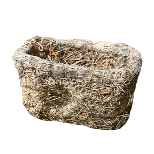 Hohopeti Handgefertigtes Kleines Haustierhaus aus Haltbarem Material mit Doppellöchrigem Design Handgewebtes Nest für Kaninchen Meerschweinchen Katzen und Kleine Haustiere Gemütlicher von Hohopeti