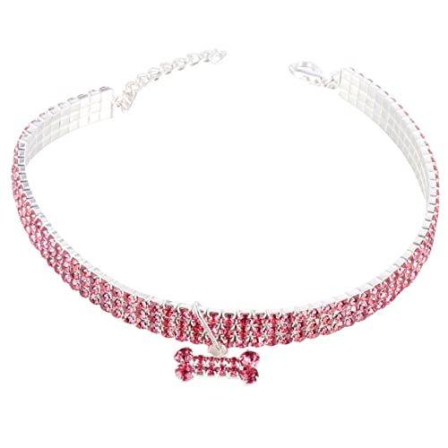 Hohopeti Hundehalskette mit Kristallperlen Haustierhalsband verstellbare Schnalle modisches Haustier-Accessoire Rosa Größe S für draußen Hohopeti Hundehalskette mit Kristallperlen Haustierhalsband verstellbare Schnalle modisches Haustier-Accessoire Rosa Größe S für draußen von Hohopeti