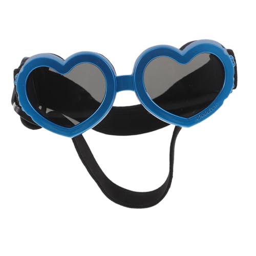 Hohopeti Herzförmige Hunde-Sonnenbrille mit Verstellbarem Riemen Winddichtes Schützendes Kunststoff Kleine Hunde und Katzen Outdoor-Brille für Motorradfahren und Spaziergänge von Hohopeti