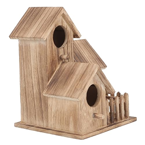 Hohopeti Sittich Nisthütte Holz Freistehendes Vogelhaus für Kleine Vögel Dekoratives Vogelnest aus Holz Hängendes Nisthaus für Sittiche und Kleine Papageien für Garten und Außenbereich von Hohopeti