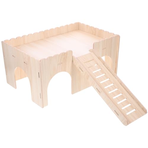 Hohopeti Holz hamsterhaus mit Rutsche Langlebiges Kleintierhaus aus Massivem Holz Spielhaus für Hamster Meerschweinchen und Eichhörnchen Abnehmbar und Leicht zu Reinigen Zubehör für Käfig von Hohopeti