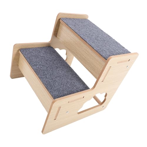 Hohopeti Holz hundetreppe für Kleine Hunde und Katzen Weiche rutschfeste Oberfläche Tragbare Haustiertreppe mit Einfachem Zusammenbau und Vielseitigem Einsatz für Sofa Bett und Reisen von Hohopeti