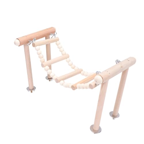 Hohopeti Holz papagei Schaukel mit Kletterleiter Stehgestell Vogelspielzeug für Papageien Mittelgroße Vögel Käfigzubehör Spielplatz Bewegung und Balance von Hohopeti