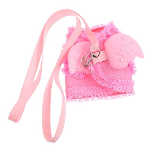 Hohopeti Katzengeschirr Angel Design Atmungsaktiv Leicht Brustgeschirr für Katzen und Kleine Hunde Komfortabel und Langlebig Rosa von Hohopeti