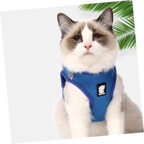 Hohopeti Katzengeschirr Weste Atmungsaktiv Leicht Brustgeschirr Katzen Brustschutz Verstellbar Blau Komfortables Laufgeschirr für Kleine und Mittelgroße Katzen von Hohopeti