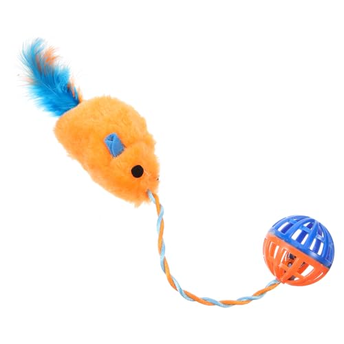 Hohopeti Interaktives Katzenspielzeug Mit Plüschmaus Und Glöckchen Fördert Und Spielspaß Für Wohnungskatzen Für Drinnen Und Draußen Orangefarbenes Design von Hohopeti