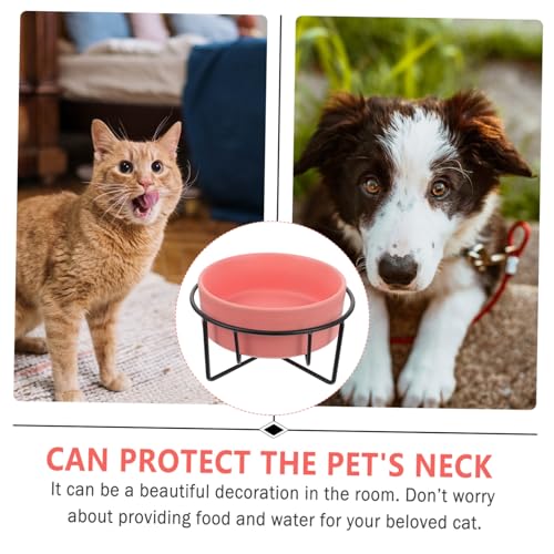 Hohopeti Keramik Katzennapf mit Ständer Ergonomischer Futternapf für Katzen und Welpen Schutz der Wirbelsäule durch Erhöhten Napfhalter Rutschfestes Design Leicht zu Reinigen Pinker Napf von Hohopeti