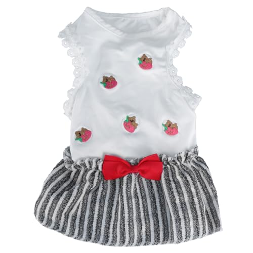 Hohopeti Kleid für kleine Hunde mit Erdbeermuster Gestreifter aus atmungsaktivem Stoff Bequeme Hundebekleidung für Frühling Sommer Reisen und Cosplay Partys XS von Hohopeti