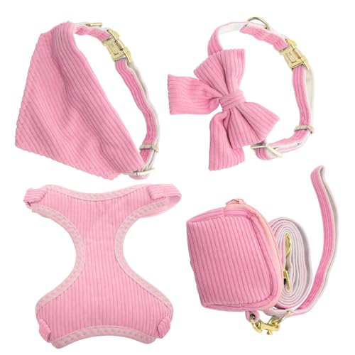 Hohopeti 1satz Hundegeschirr Set Atmungsaktives Hundeharness Verstellbarer Hundekragen Und Leine Für Kleine Und Große Hunde Inklusive Bandana Und Kotbeutelhalter von Hohopeti