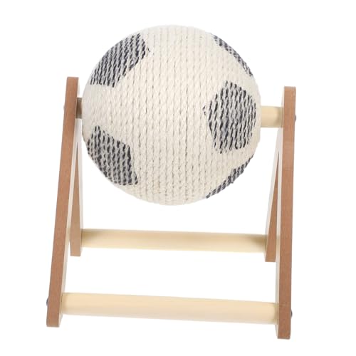 Hohopeti Kratzball aus Natürlichem Sisal Interaktives Katzenspielzeug mit Drehbarem Krallenschleifer Fördert Bewegung und Kratzverhalten Kleiner Holz Kratzball für Aktive Katzen Hellbraun von Hohopeti