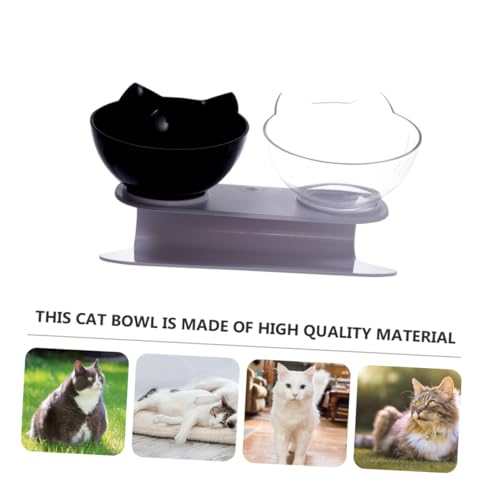 Hohopeti Kunststoff Katzen Hundenapf mit Schräge Ergonomischer Schutz für Katzenhals Transparent und Schwarz Abnehmbar und rutschfest Praktischer Futternapf für Haustiere Hohopeti Kunststoff Katzen Hundenapf mit Schräge Ergonomischer Schutz für Katzenhals Transparent und Schwarz Abnehmbar und rutschfest Praktischer Futternapf für Haustiere von Hohopeti