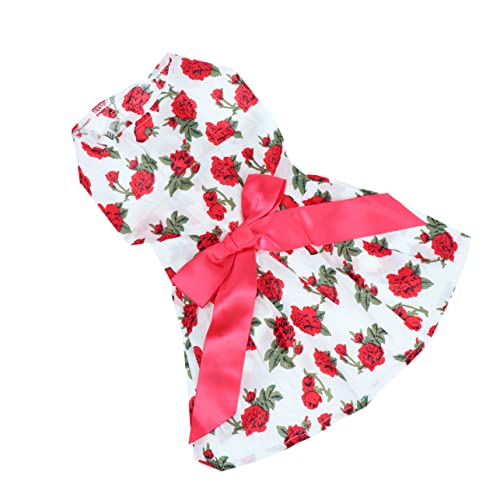 Hohopeti Mädchenhemden Mädchenrock Tupfenhemd Blumenband Hündchen Sommerkleid Hundekleidung Kleidung Ärmellos Hündchenrock Sommerkleid Wassermelone Welpenkleidung von Hohopeti