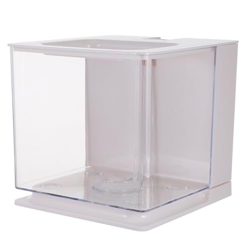 Hohopeti Mini-Aquarium Kunststoff-to-Go-Behälter Aquarium-Zuchtbox Glas-Aquarium-Kunststoffbehälter Selbstreinigendes Aquarium Kleiner Klarer Behälter Kostenloser Wasserwechsel von Hohopeti