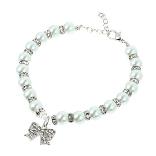 Hohopeti Modisches Haustierhalsband mit Legierung Schleife und Imitationsperlen Verstellbar für Kleine und Mittlere Hunde Elegantes Schmuckzubehör für Spaziergänge und Partys von Hohopeti