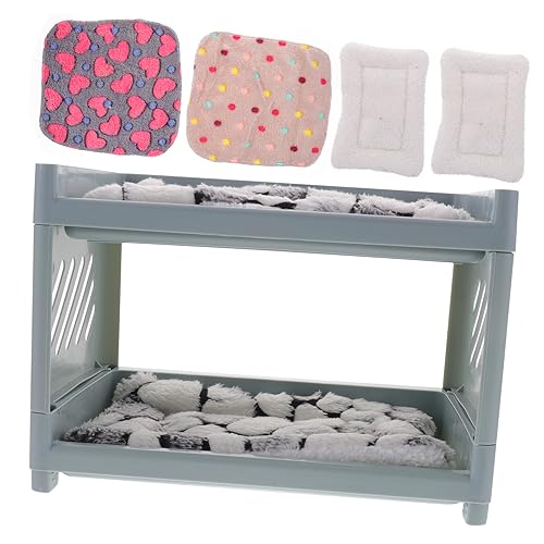 Hohopeti Kuschelige Tierbett Für Hamster Meerschweinchen Und Kaninchen Doppelstöckiges Abnehmbares Nest Mit 2 Matratzen Und 2 Decken Zufällige Farbwahl Ideal Für Kleine Haustiere von Hohopeti