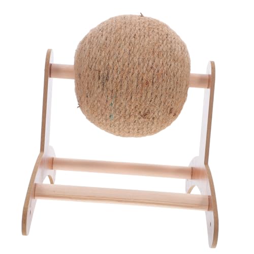 Hohopeti Natürliche Sisal Kratzkugel mit Robustem Holzständer Handgewickeltes Katzen Kratzspielzeug Interaktives Krallenpflege Accessoire für Katzen Kätzchen und Kleine Haustiere Schützt von Hohopeti