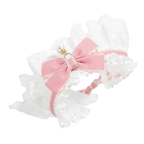 Hohopeti Niedliches Spitzen Halsband mit Schleife für Haustiere Verstellbares Leichtes Kragen und Welpen Stilvolles Accessoire für Feiern Partys und Hochzeiten Rosa von Hohopeti