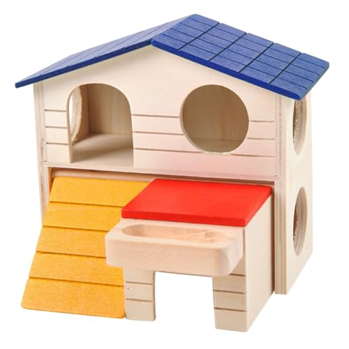 Hohopeti Pet Villa Hamsterhaus aus Kleines Haustier Nest für Meerschweinchen und Hamster Sicheres Versteck mit Spielmöglichkeiten für und Spielspaß von Hohopeti